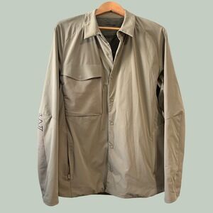 Lululemon Lab Mens Khaki Snap Front Technical Shirt Jacket Ripstop